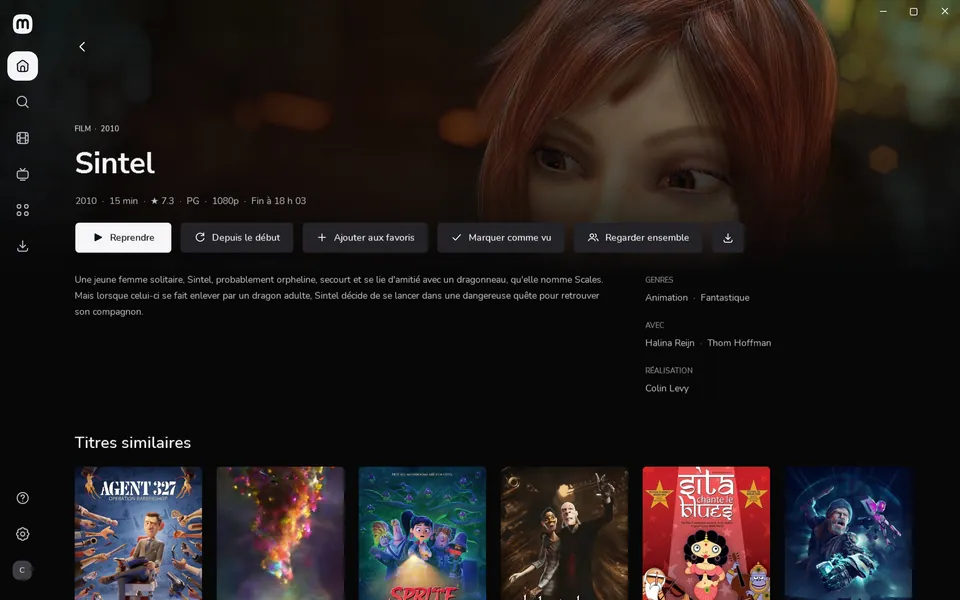 La fiche d’un film, avec « Reprendre »