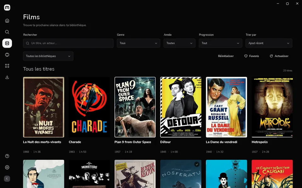 Tous les films, avec recherche, filtres et tri